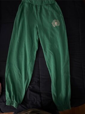 Hollister Green Track Joggers with Crest Logo